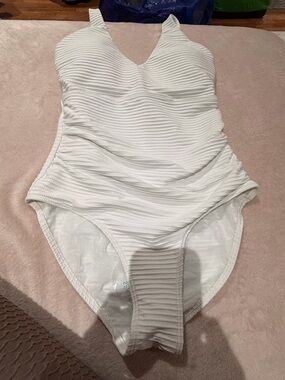 Classic White Textured One-Piece Swimsuit